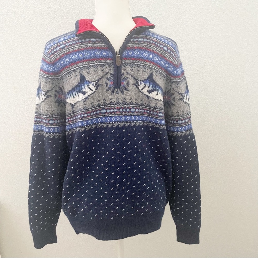 Vineyard vines swordfish wool blend quarter zip sweater medium